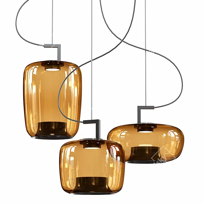 LED Blown Glass Pendant Lamp 3D model image 2