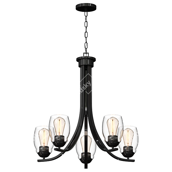 Glamour 5-Light Chandelier 3D model image 2