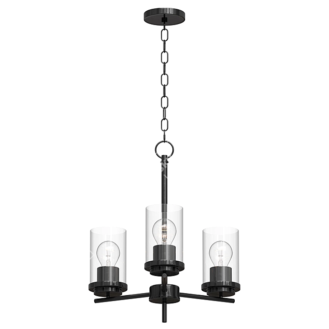 Elegant Black Three-Light Chandelier 3D model image 2