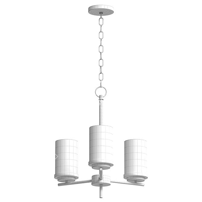 Elegant Black Three-Light Chandelier 3D model image 3