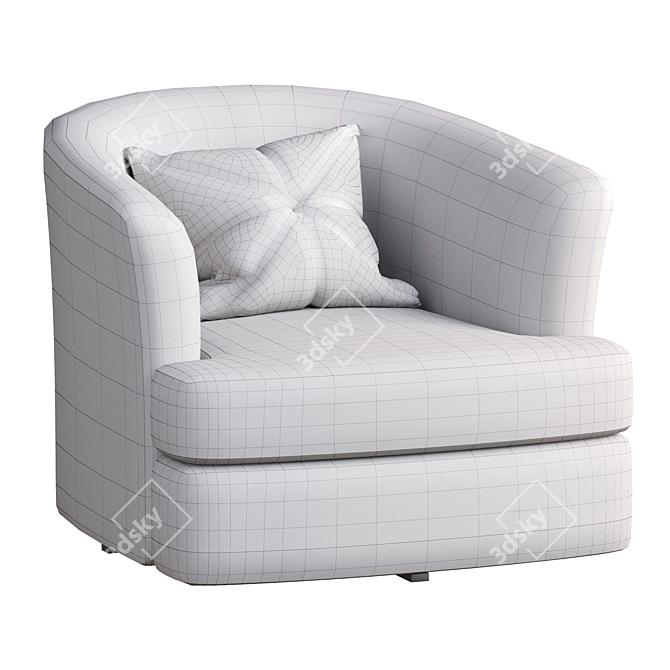 Modern Swivel Barrel Armchair, Greyson 3D model image 3