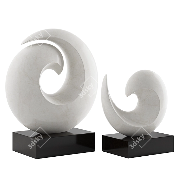 Oceanic Waves Abstract Sculpture 3D model image 2