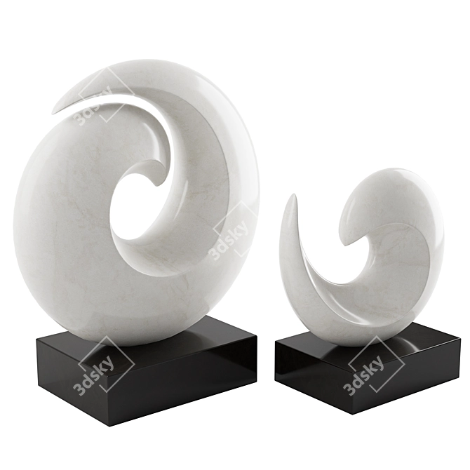 Oceanic Waves Abstract Sculpture 3D model image 8