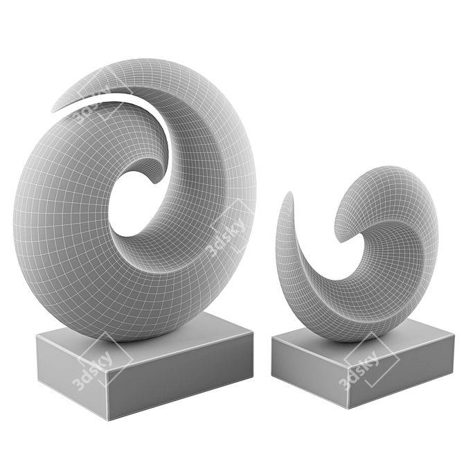 Oceanic Waves Abstract Sculpture 3D model image 9