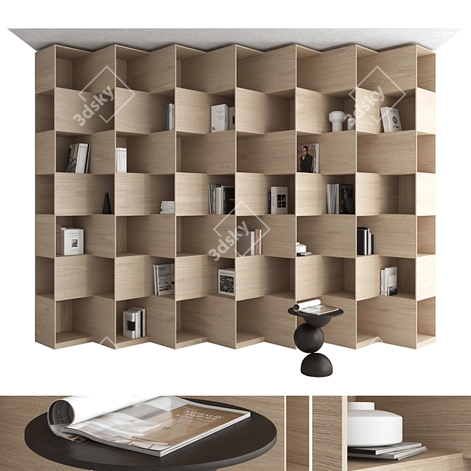 Modern 3D Bookcase Set Beauty 3D model image 1