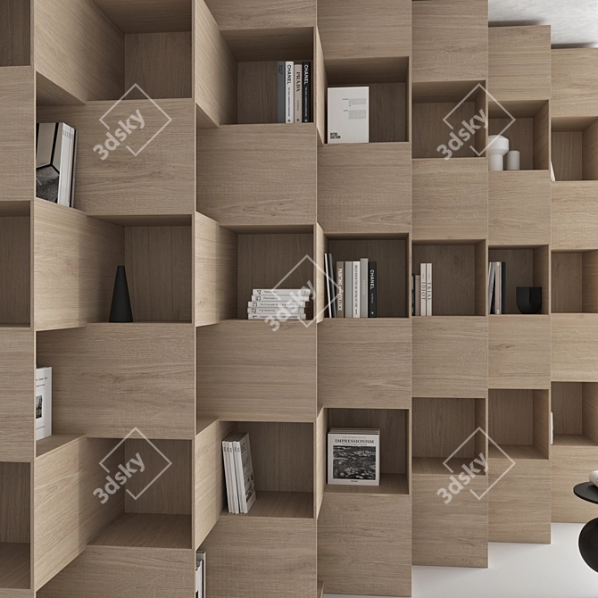 Modern 3D Bookcase Set Beauty 3D model image 6