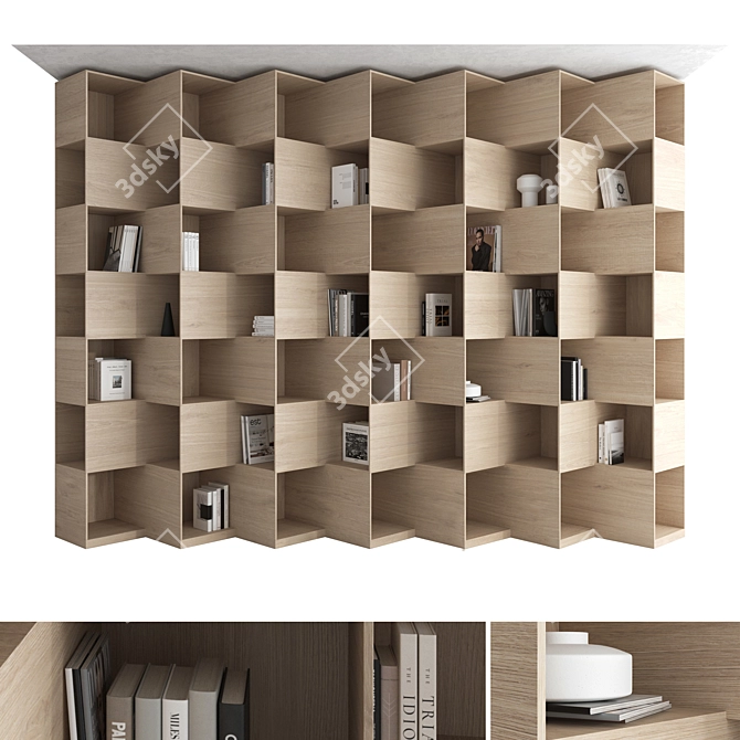 Modern 3D Bookcase Set Beauty 3D model image 8