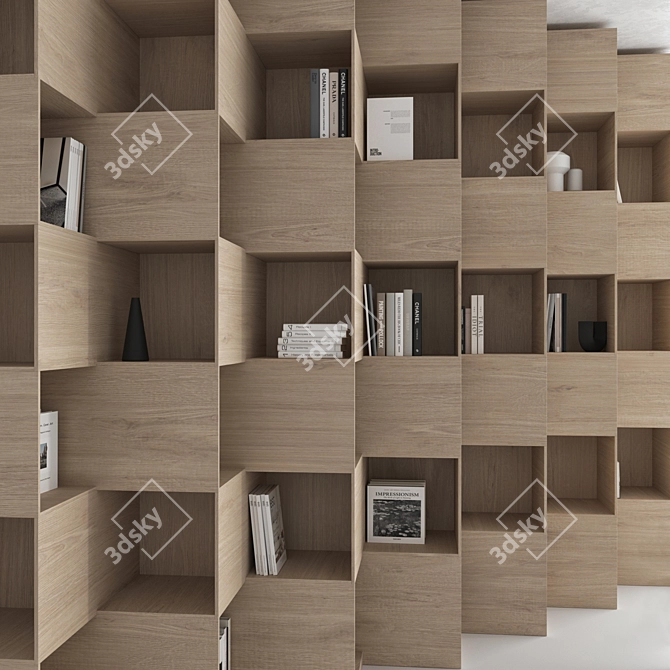 Modern 3D Bookcase Set Beauty 3D model image 12