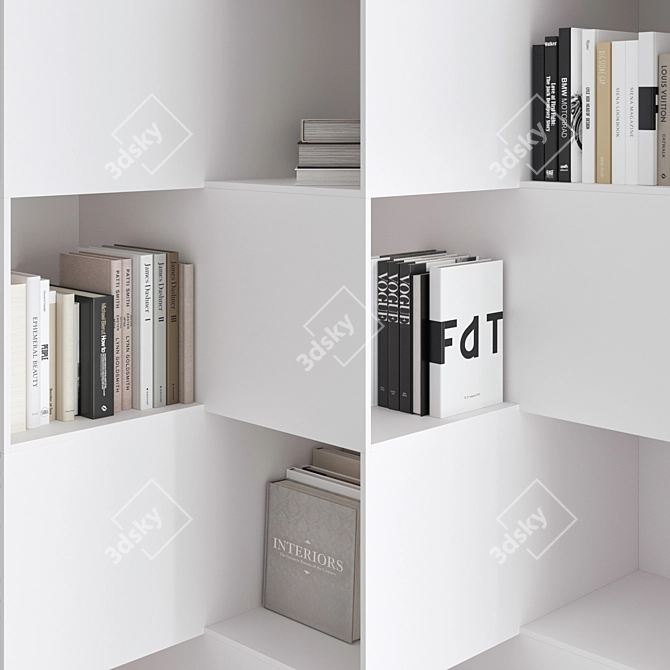 Modern Bookcase Set 3D Model 3D model image 2