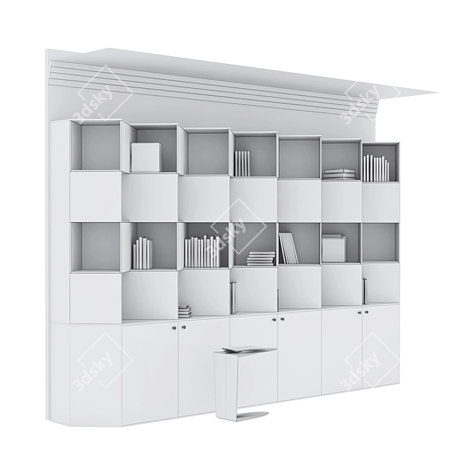 Modern Bookcase Set 3D Model 3D model image 7