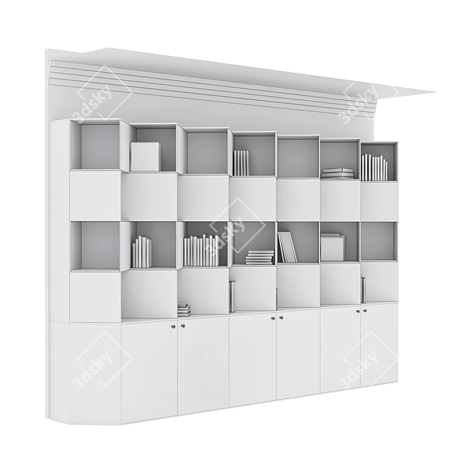 Modern Bookcase Set 3D Model 3D model image 13