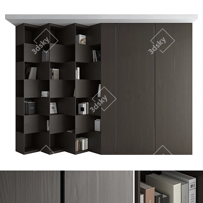 Modern Bookcase 3D Model Set 3D model image 1