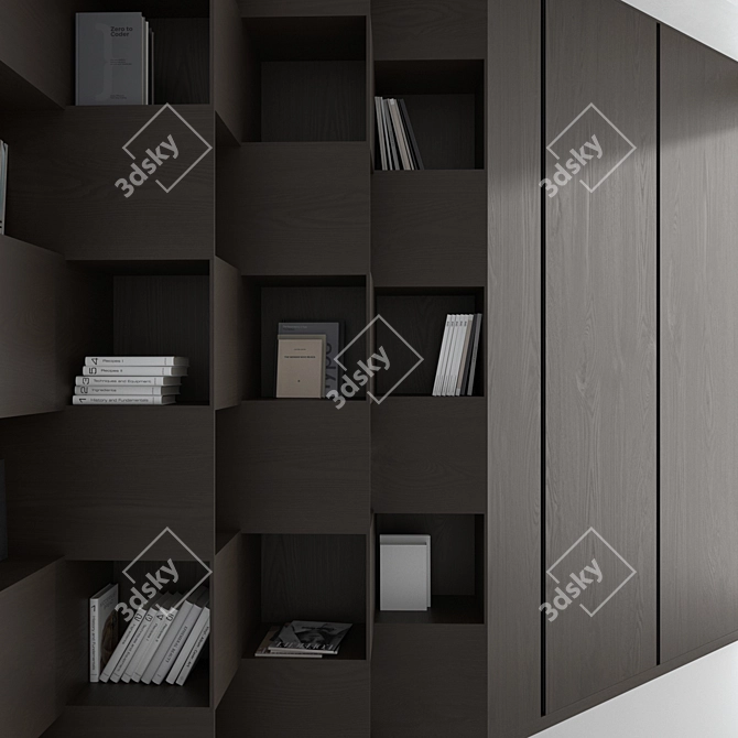 Modern Bookcase 3D Model Set 3D model image 5