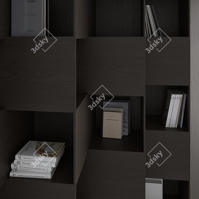 Modern Bookcase 3D Model Set 3D model image 6