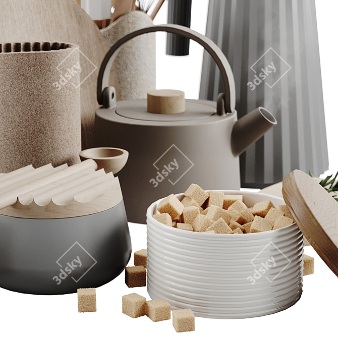 Plisse Kitchen Decor Set 3D model image 2