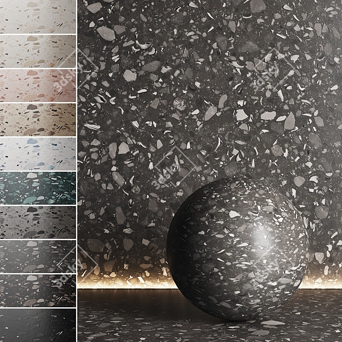 Seamless Terrazzo Marble Textures Set 3D model image 1