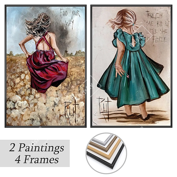 Dual Picture Set with Frame Variety 3D model image 1