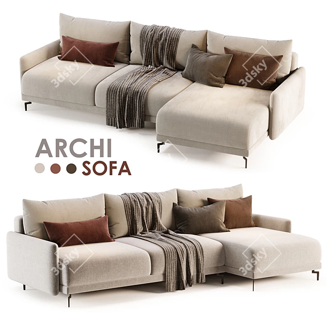 Modern Archi Sofa Skdesign Grey 3D model image 1