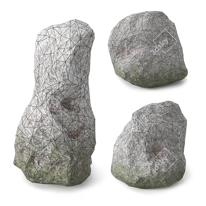 Modern Low Poly Stone Collection 3D model image 7