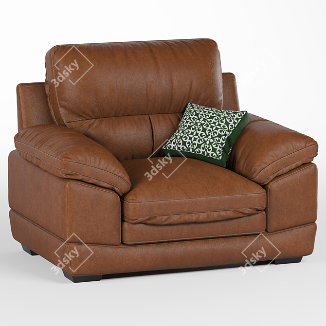 Golden Brown Leather Armchair 2020 3D model image 1