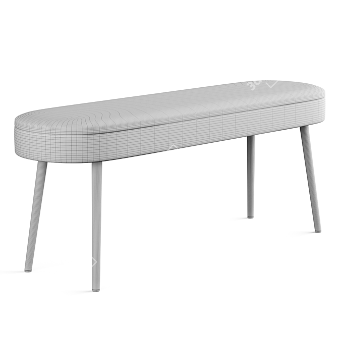 Beech Bench Upholstered in Boucle Fabric 3D model image 2