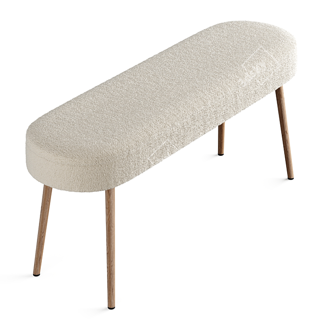 Beech Bench Upholstered in Boucle Fabric 3D model image 3