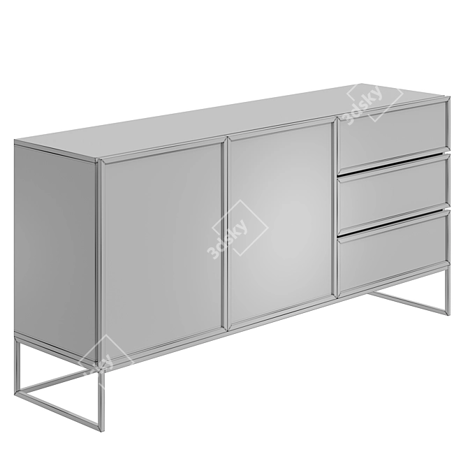 Modern Oak Steel Sideboard 3D model image 2