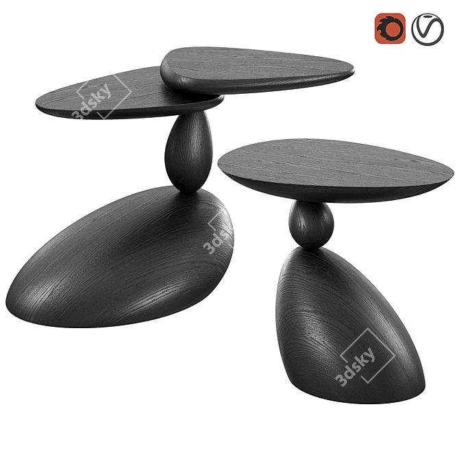 Woodzenart Oak Coffee Tables 3D model image 1