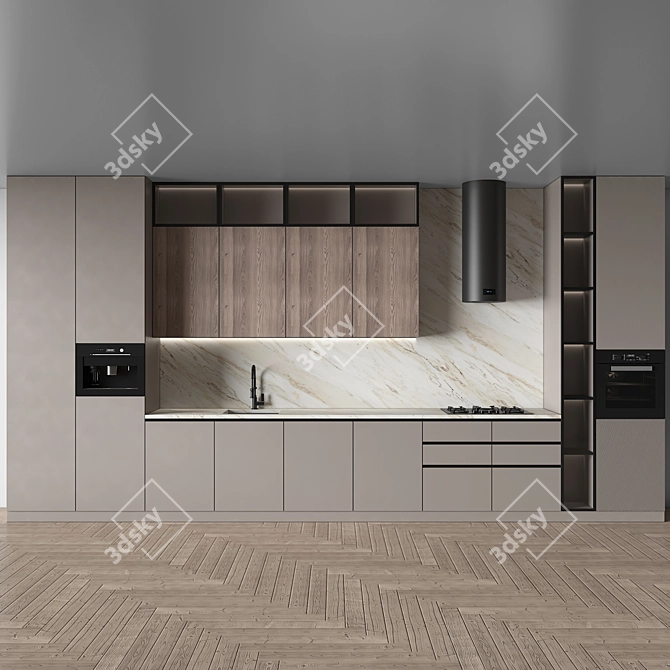 Sleek Modern Kitchen 3D Model 3D model image 4