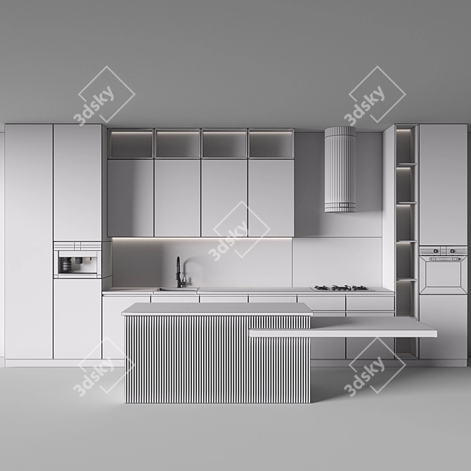 Sleek Modern Kitchen 3D Model 3D model image 7