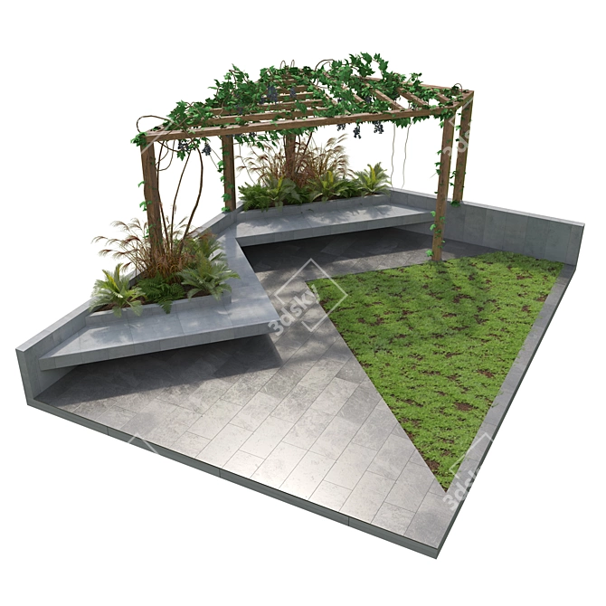 Pergola Backyard 3D Model Kit 3D model image 3