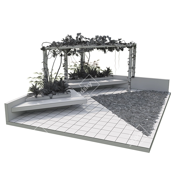 Pergola Backyard 3D Model Kit 3D model image 5