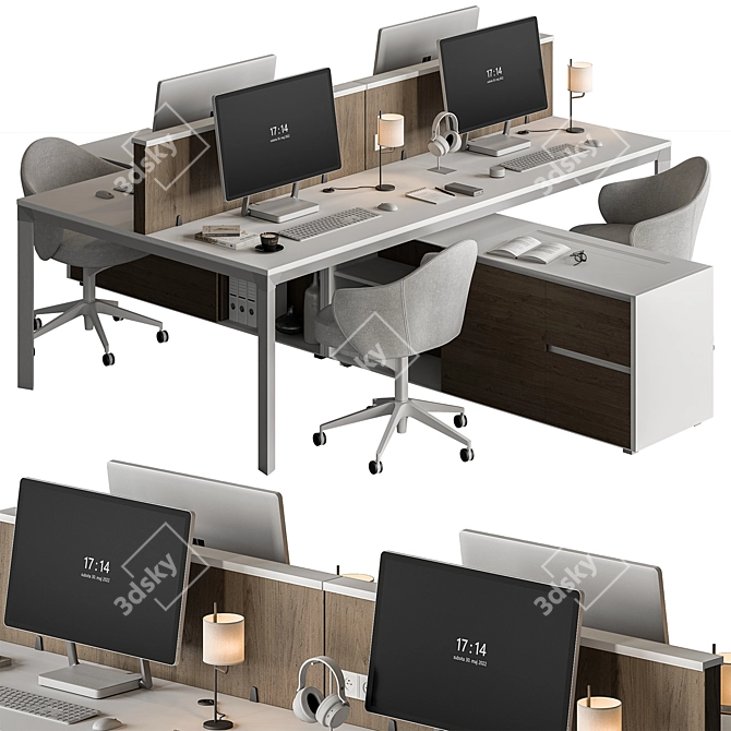 Workplace Essentials Set: Modern Ergonomic Furniture 3D model image 1