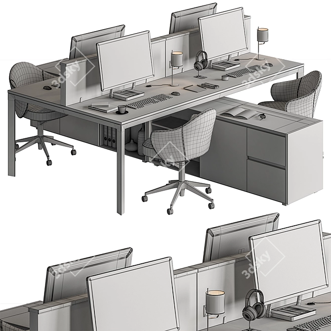 Workplace Essentials Set: Modern Ergonomic Furniture 3D model image 6