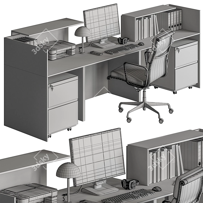 Executive Office Furniture Set 3D model image 6