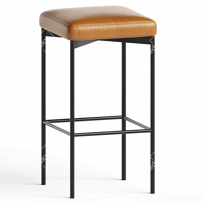 Luxurious Maison Leather Counter Stools 3D model image 1