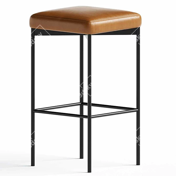 Luxurious Maison Leather Counter Stools 3D model image 2