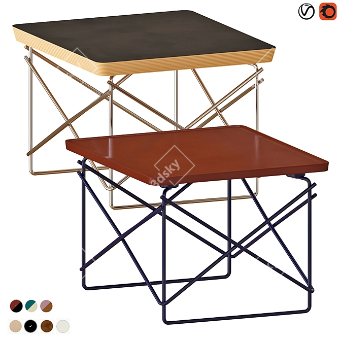 Eames Wire Base Low Table, Stylish 3D Model 3D model image 1