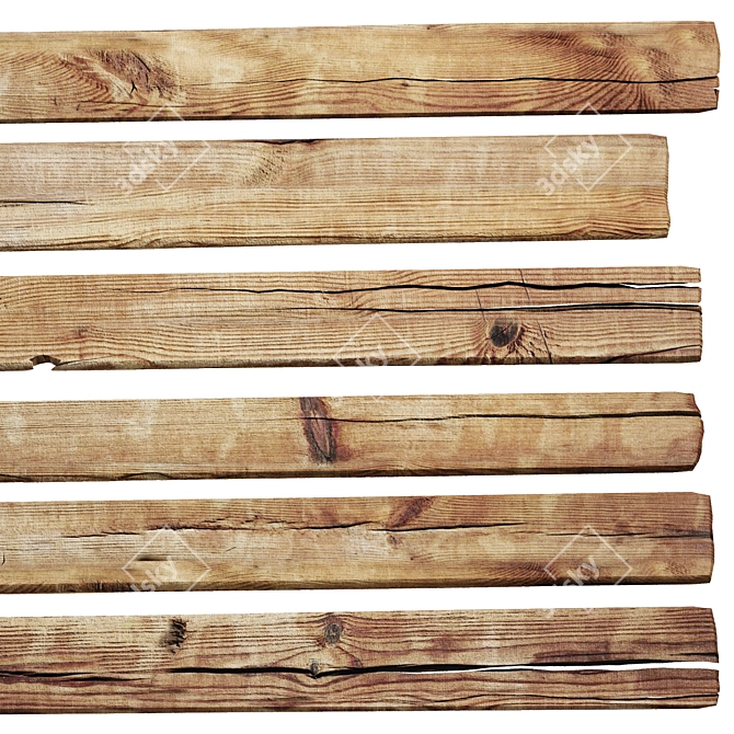 Vintage Wooden Boards Set 7 3D model image 2