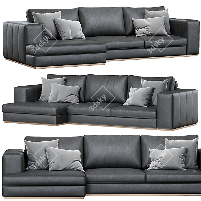 Modern Upholstered 3-Seater Sofa 3D model image 1