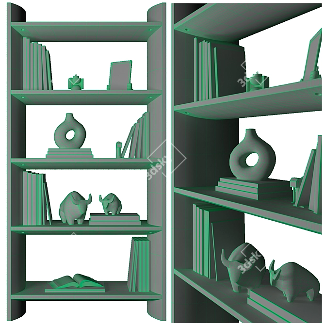 Dusted Oak Bookcase Pickford 3D model image 2