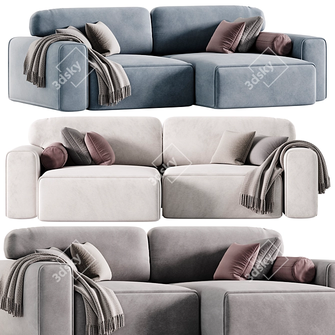 Vienna Velvet Grey Corner Sofa 3D model image 1