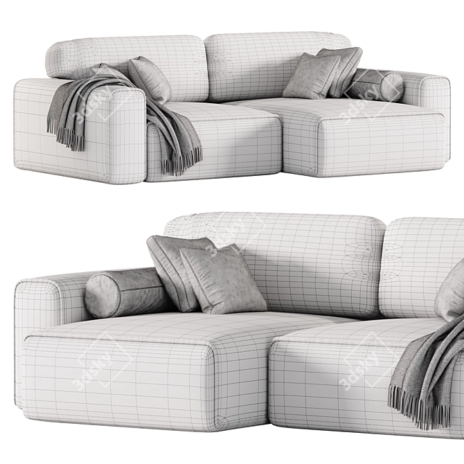 Vienna Velvet Grey Corner Sofa 3D model image 4