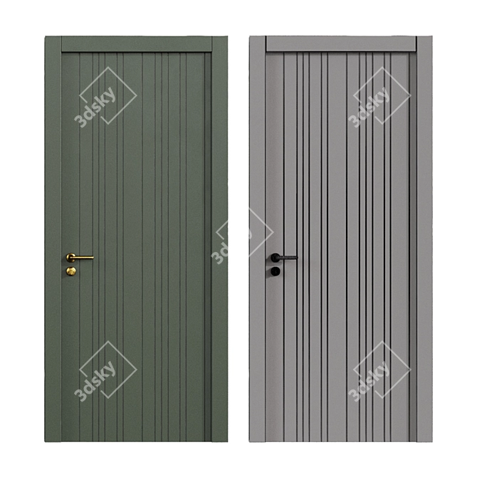 Modern Linea Wood Metal Doors 3D model image 4