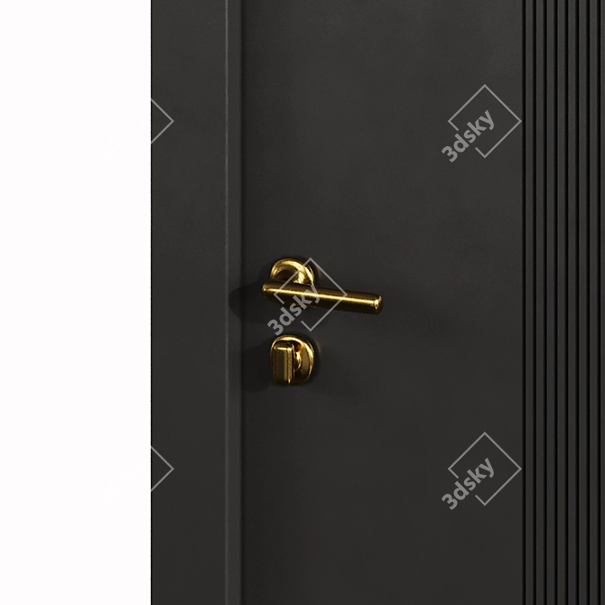 Modern Linea Wood Metal Doors 3D model image 7