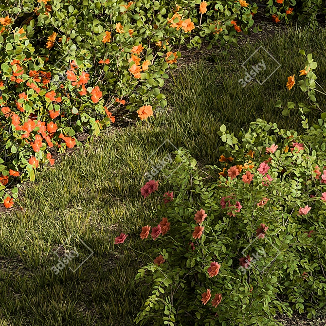 Title: Blossoming Bush Garden for Outdoors 3D model image 2