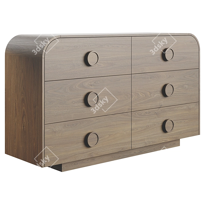 Modern Knob Dresser with VeneerTextures 3D model image 6