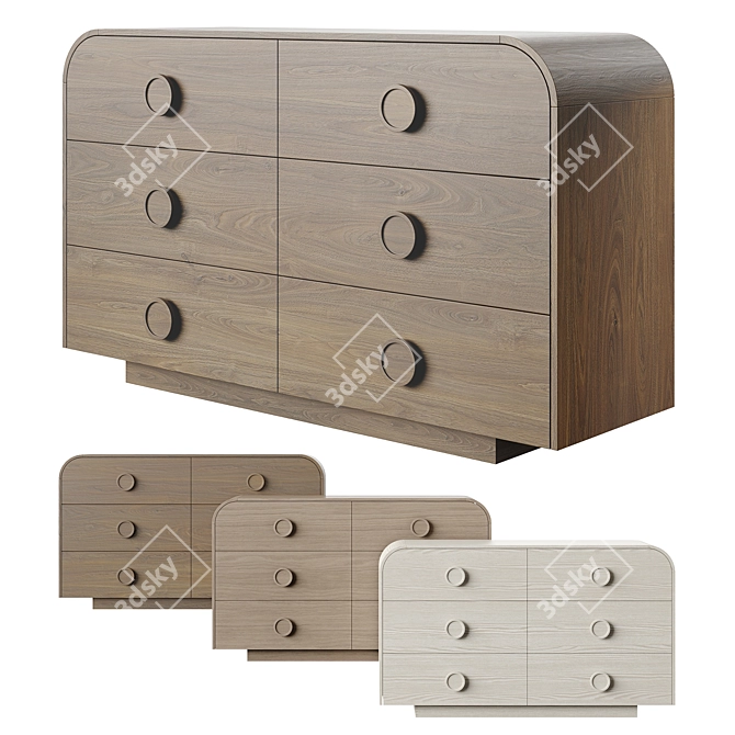 Modern Knob Dresser with VeneerTextures 3D model image 5