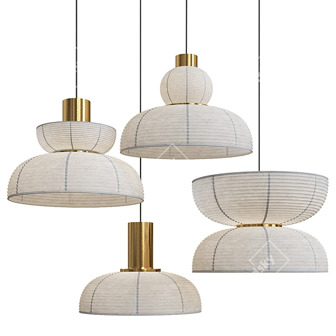 Japanese Wabi Sabi Pendant Lights 3D model image 1