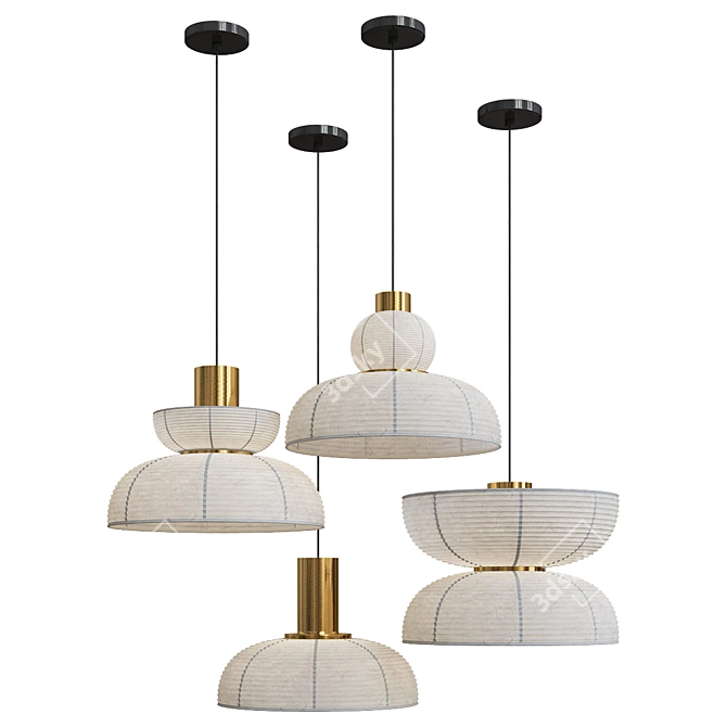 Japanese Wabi Sabi Pendant Lights 3D model image 2